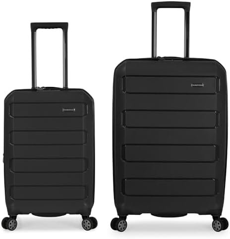 Traveler's Choice Pagosa Indestructible Hardshell Expandable Spinner Luggage, Black, 2 Piece Set