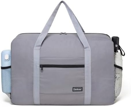 Personal Item Bag for Airlines - Foldable Travel Bag 18x14x8 Small Duffle Bag for Spirit Frontier Weekender Overnight - Grey
