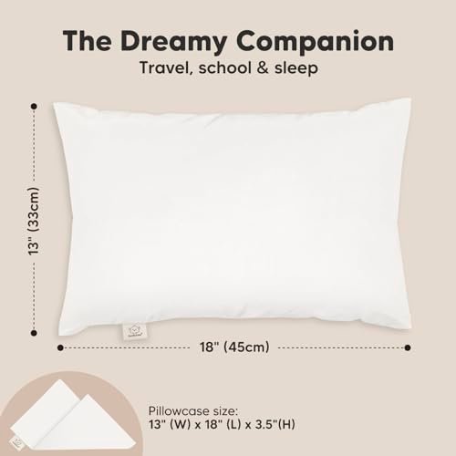 Toddler Pillow with Pillowcase - 13x18 My Little Dreamy Pillow, Organic Cotton Toddler Pillows for Sleeping, Kids Pillow, Travel Pillows, Mini Pillow, Nursery Pillow, Toddler Bed Pillow (Soft White) - Image 3