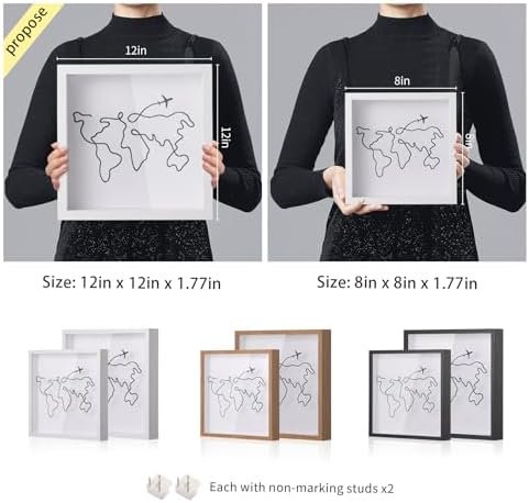 Travel Adventure Archive Shadow Box For Memories,8&12Inch Concert Travel Ticket Stub Memory Top Loading Shadow Keepsake Box With Slot On Top,life In a Shadow Box Travel Gift Frame (White, 8x8) - Image 4