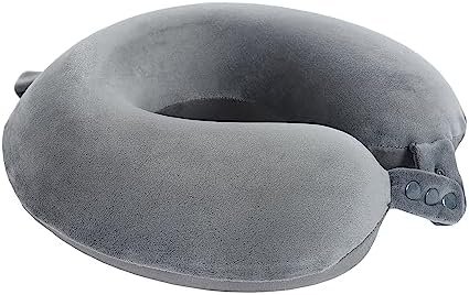 Travel Neck Pillow, Top Memory Foam Pillow for Head Support, Ideal for Airplanes, Cars, and Home Recliners, Adjustable and Soft (Grey) - Image 3
