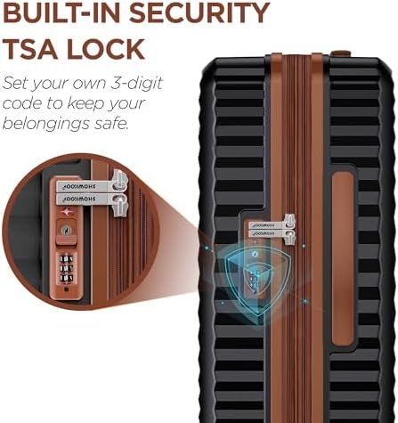 SHOWKOO Luggage Sets 3 Piece Hardside Expandable Suitcase with Double Spinner Wheels Tsa Lock Black (20in/24in/28in) - Image 7