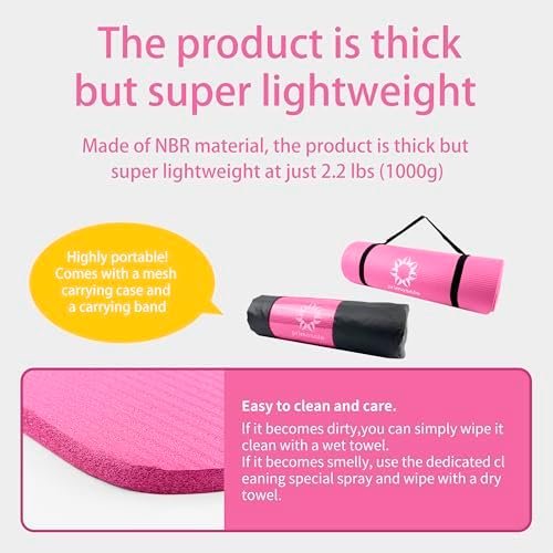 Primasole 1/2 Thick Exercise Mat with Carry Strap & Case Mat for Yoga Pilates Fitness at Home and Gym 72" L x 24" W - Image 4