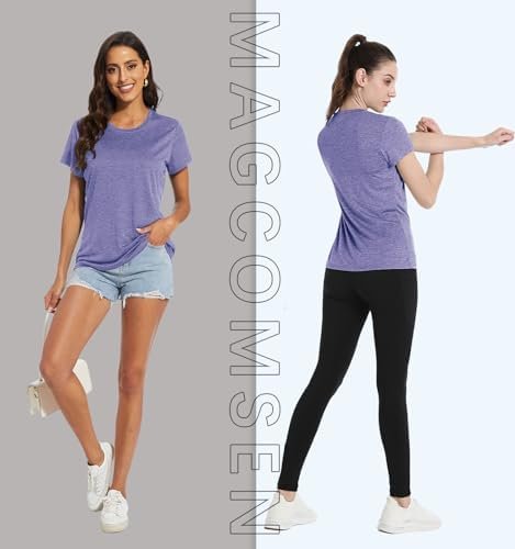 MAGCOMSEN Women's Short Sleeve Quick Dry T-Shirts Wicking Moisture Workout Athletic Running Shirts - Image 5
