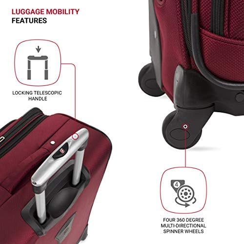 SwissGear Sion Softside Expandable Luggage, Burgundy, Checked-Medium 25-Inch - Image 2