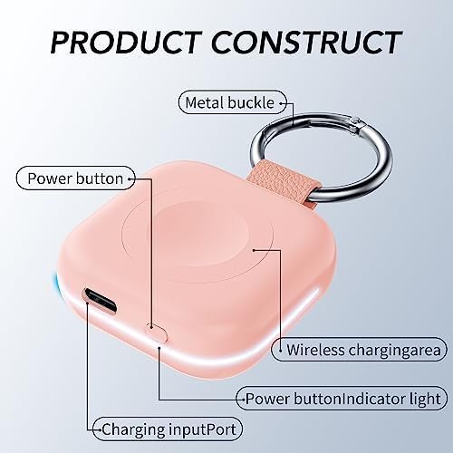 HUOTO Portable Wireless Charger for Apple Watch Accessories,for Apple Watch Series 9/8/UItra 2/UItra/7/6/5/4/3/2/SE,Compact Magnetic iWatch Charger 1200mAh Power Bank Keychain Travel Style Gift - Image 3