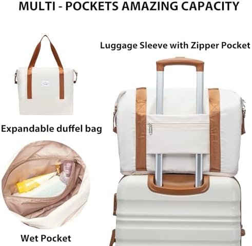 LONG VACATION Luggage Set 4 Piece Luggage ABS hardshell TSA Lock Spinner Wheels Luggage Carry on Suitcase (WHITE-BROWN, 6 piece set) - Image 5