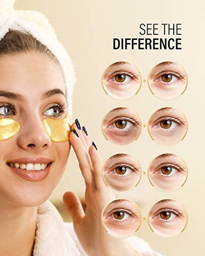 24k Gold Under Eye Patches (25 Pairs), eye mask, Collagen Skin Care Products, Eye Patches for Puffy Eyes, eye masks for dark circles and puffiness - Image 4
