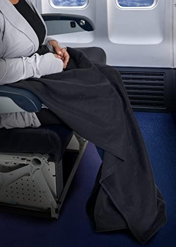 Brookstone Travel Blanket with Foot Pocket and Packing Case - Lightweight Portable Fleece Blanket for Vacations, Airplanes, Trains, Buses, and Cars, Black - Image 2