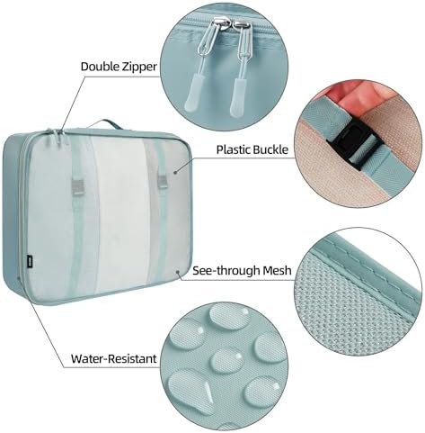 BAGAIL 10 Set Packing Cubes Various Sizes Packing Organizer for Travel Accessories Luggage Carry On Suitcase-Dusty Blue - Image 5