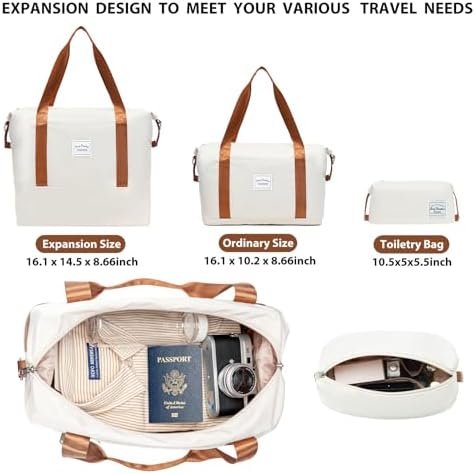 LONG VACATION Luggage Set 4 Piece Luggage ABS hardshell TSA Lock Spinner Wheels Luggage Carry on Suitcase (WHITE-BROWN, 6 piece set) - Image 6