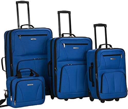 Rockland Journey Softside Upright Luggage Set,Expandable, Blue, 4-Piece (14/19/24/28)