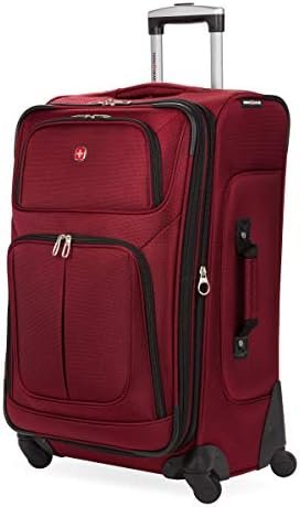 SwissGear Sion Softside Expandable Luggage, Burgundy, Checked-Medium 25-Inch