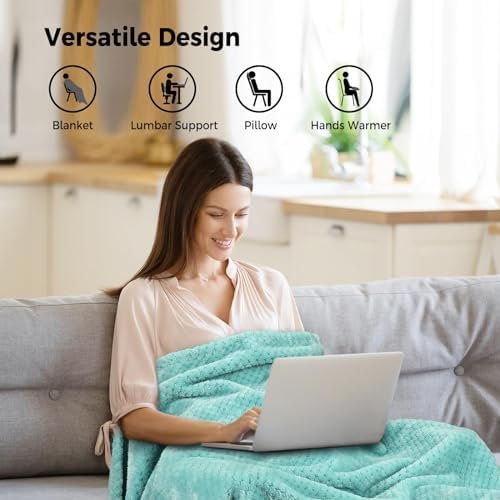 NOWWISH Travel Blanket Airplane Compact with Bag - Premium Soft 2 in 1 Airplane Blanket Pillow,Travel Essentials on Airplane, Camping, Car - Image 7