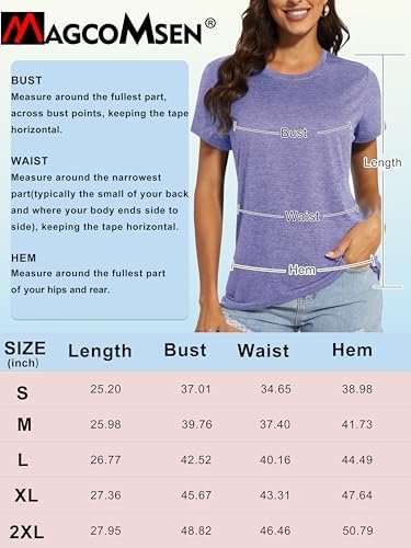 MAGCOMSEN Women's Short Sleeve Quick Dry T-Shirts Wicking Moisture Workout Athletic Running Shirts - Image 7