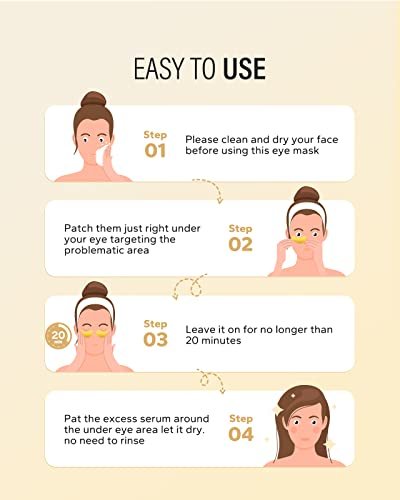 24k Gold Under Eye Patches (25 Pairs), eye mask, Collagen Skin Care Products, Eye Patches for Puffy Eyes, eye masks for dark circles and puffiness - Image 5