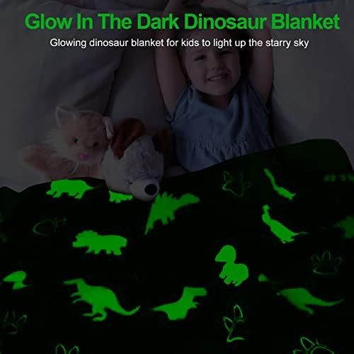 Dinosaur Blanket for Boys, Glow in The Dark Blanket for Kids, Toddler Blanket, Dinosaur Gifts for Boys, Soft Fleece Blanket Throw, Birthday Gifts 40"x60" - Image 2