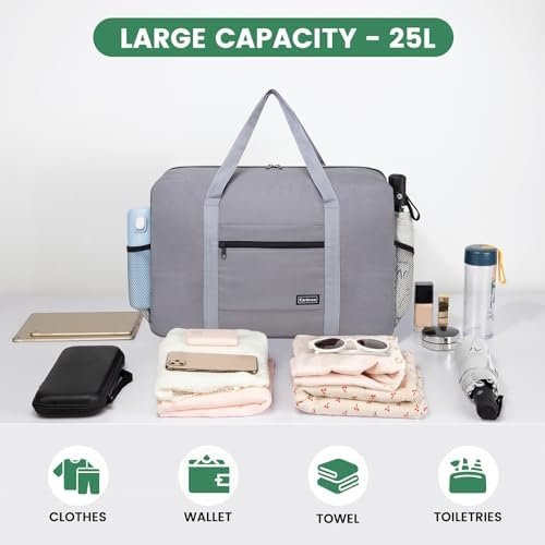 Personal Item Bag for Airlines - Foldable Travel Bag 18x14x8 Small Duffle Bag for Spirit Frontier Weekender Overnight - Grey - Image 5