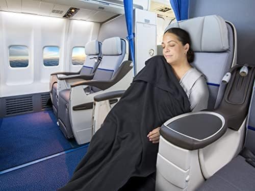 Brookstone Travel Blanket with Foot Pocket and Packing Case - Lightweight Portable Fleece Blanket for Vacations, Airplanes, Trains, Buses, and Cars, Black - Image 3