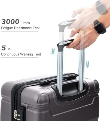 Merax 3 Piece ABS Hardside Luggage Sets Expandable Spinner Wheels Suitcase with TSA, Dark Grey, 20/24/28 Inch - Image 4