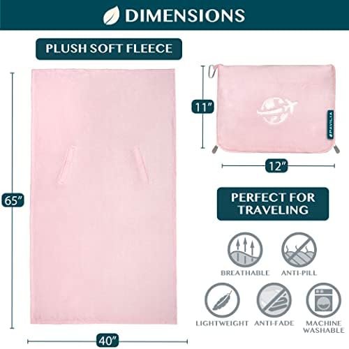 PAVILIA Travel Blanket and Pillow, Arms Opening Airplane Blankets for Adults, Compact Plane Blanket with Arm Hole 2-in-1 Bag for Flight Car Camping Fit in Luggage Backpack Traveler Gift, Pink - Image 7