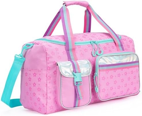 Kids Duffle Bag Girls Travel Bag Gifts Overnight Bag for Girls Women Tote Bag Sleepover Bag for Girls Gym Dance Bag with Shoes Compartment Pink