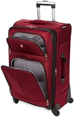 SwissGear Sion Softside Expandable Luggage, Burgundy, Checked-Medium 25-Inch - Image 9