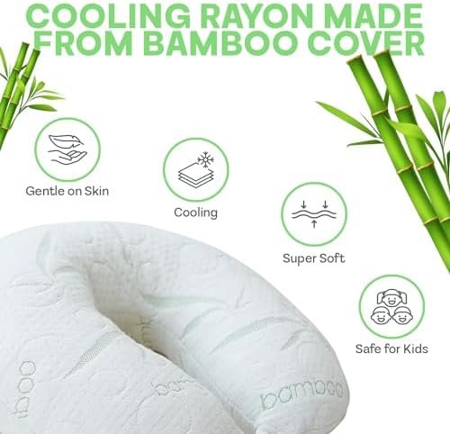 Sacred Thread White Rayon Derived from Bamboo Neck Pillow, Travel Pillows for Airplanes, Best Rated Travel Pillows with Cooling Memory Foam, Neck Pillows for Sleeping Travel, Airplane Headrest Pillow - Image 4