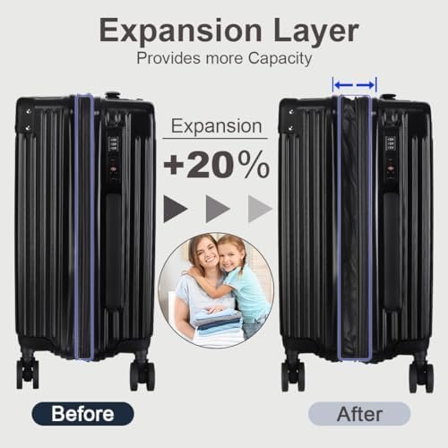 3-Piece Expandable Luggage Set Suitcase in Classic Black -Double Wheel Stability & Secure TSA Locks(20in24in28in) - Image 4