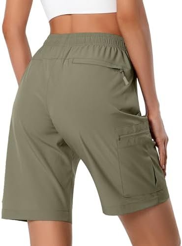 Women's Lightweight Hiking Cargo Shorts Quick Dry Athletic Shorts for Camping Travel Golf with Zipper Pockets Water Resistant - Image 3