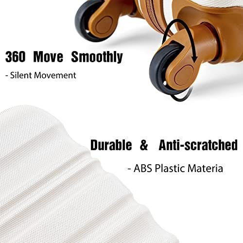 LONG VACATION Luggage Set 4 Piece Luggage ABS hardshell TSA Lock Spinner Wheels Luggage Carry on Suitcase (WHITE-BROWN, 6 piece set) - Image 4