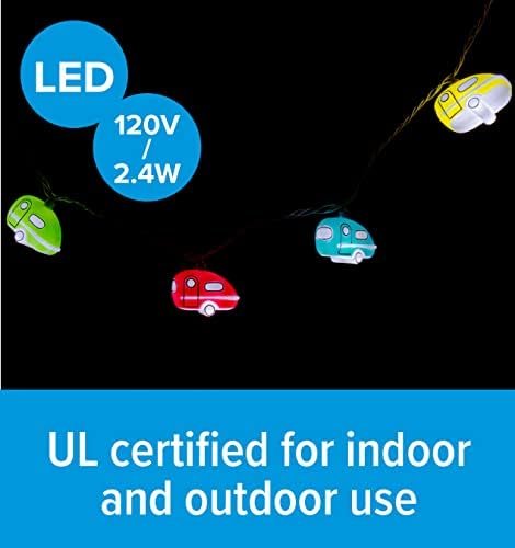 Camco Life is Better at The Campsite LED Party Lights - Includes an 8-Foot Stand with (10) Lights - Features Retro Travel Trailers (42652) - Image 5