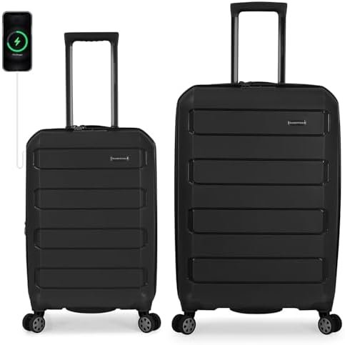 Traveler's Choice Pagosa Indestructible Hardshell Expandable Spinner Luggage, Black, 2 Piece Set - Image 2