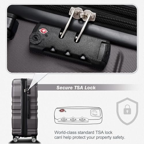 Merax 3 Piece ABS Hardside Luggage Sets Expandable Spinner Wheels Suitcase with TSA, Dark Grey, 20/24/28 Inch - Image 5