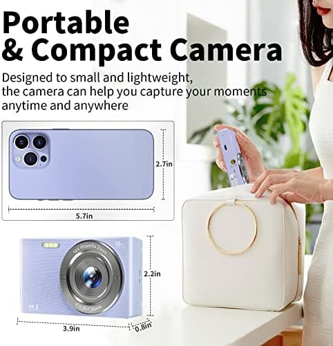 Digital Camera Cheap, 4K 44MP Kids Camera with 32GB SD Card, 2.4 Inch Point and Shoot Camera with 16X Digital Zoom, Compact Camera for Kids Teens Boys Girls Adults Students Seniors(Purple3) - Image 6