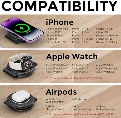 3 in 1 Charging Station for Apple Multiple Devices, Foldable Travel Wireless Charger 18W for iPhone 15 14 13 Pro Max Plus &Apple Watch Series/Airpods - Image 6