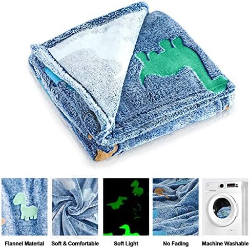 Dinosaur Blanket for Boys, Glow in The Dark Blanket for Kids, Toddler Blanket, Dinosaur Gifts for Boys, Soft Fleece Blanket Throw, Birthday Gifts 40"x60" - Image 4