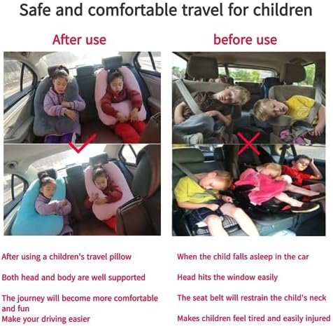 Travel Pillow Travel Pillow Cushion for The Back Seat of Car Car Pillow for Kids A Sleeping Artifact Suitable for Long-Distance Travel of Adults and Children Travel Pillow for Kids Pink - Image 2
