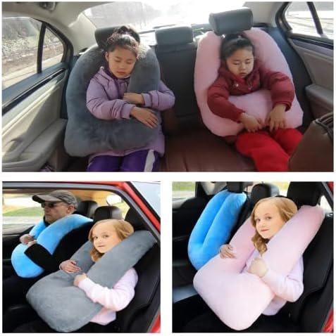 Travel Pillow Travel Pillow Cushion for The Back Seat of Car Car Pillow for Kids A Sleeping Artifact Suitable for Long-Distance Travel of Adults and Children Travel Pillow for Kids Pink - Image 4