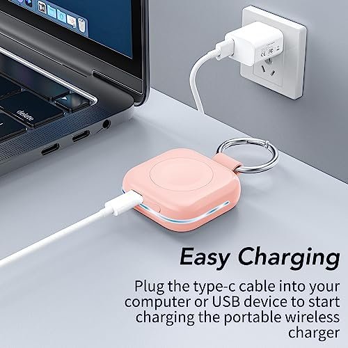 HUOTO Portable Wireless Charger for Apple Watch Accessories,for Apple Watch Series 9/8/UItra 2/UItra/7/6/5/4/3/2/SE,Compact Magnetic iWatch Charger 1200mAh Power Bank Keychain Travel Style Gift - Image 6