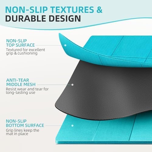 Foldable Yoga Mat for Home Workout & Travel, 4mm/2mm Thick Travel Yoga Mat with Storage Bag, Exercise Mat for Women & Men, Non-Slip Workout Mat for Home Gym, Pilates, Fitness, 68"L x 24"W - Image 3