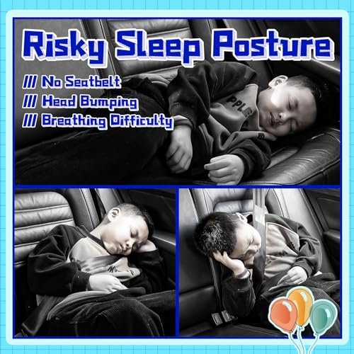 H-Shape Car Seat Pillow for Kids (Blue Dinosaur), Kids Car Pillows for Sleeping, Child Car Sleeping Head Support, Ride Safer Travel Vest, Travel Neck Rest Car Seat Pillow for Children Sleeping - Image 3
