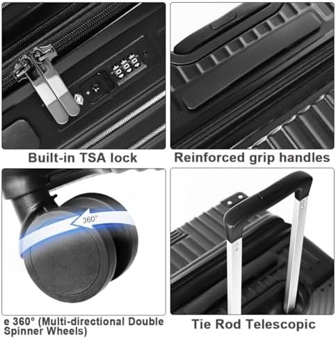 3-Piece Expandable Luggage Set Suitcase in Classic Black -Double Wheel Stability & Secure TSA Locks(20in24in28in) - Image 7