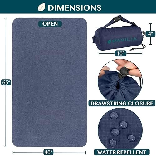 PAVILIA Travel Blanket Airplane Compact with Bag, Soft Packable Plane Blanket Kids Adults, Portable Camping Flight Essentials, Travelers Gifts Accessories, Luggage Backpack Strap, 65x40 Navy Blue - Image 4