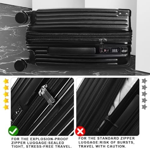 3-Piece Expandable Luggage Set Suitcase in Classic Black -Double Wheel Stability & Secure TSA Locks(20in24in28in) - Image 5