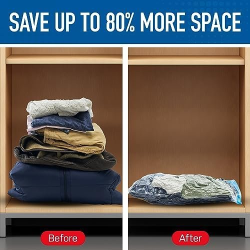 Spacesaver Premium Travel Roll-Up Storage Bags with Double-Zip Seal and Triple-Seal Turbo Valve, Get 80% More Storage - Space Saver Bags for Travel - Compression Bags for Travel (Travel 8 Pack) - Image 2