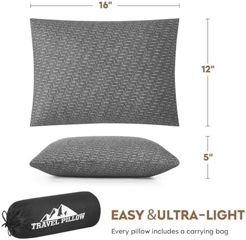 Small Shredded Memory Foam Pillow, Camping Pillow Travel Pillow - Compressible Medium Firm, Breathable Cover, Ideal Backpacking Hiking, Airplane and Car - Image 3