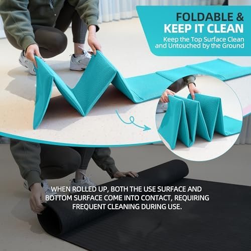 Foldable Yoga Mat for Home Workout & Travel, 4mm/2mm Thick Travel Yoga Mat with Storage Bag, Exercise Mat for Women & Men, Non-Slip Workout Mat for Home Gym, Pilates, Fitness, 68"L x 24"W - Image 5