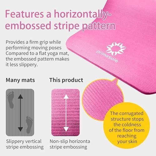 Primasole 1/2 Thick Exercise Mat with Carry Strap & Case Mat for Yoga Pilates Fitness at Home and Gym 72" L x 24" W - Image 3