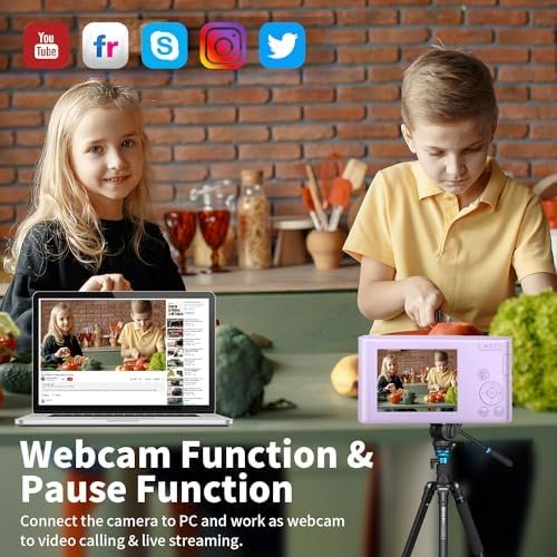 Digital Camera Cheap, 4K 44MP Kids Camera with 32GB SD Card, 2.4 Inch Point and Shoot Camera with 16X Digital Zoom, Compact Camera for Kids Teens Boys Girls Adults Students Seniors(Purple3) - Image 3